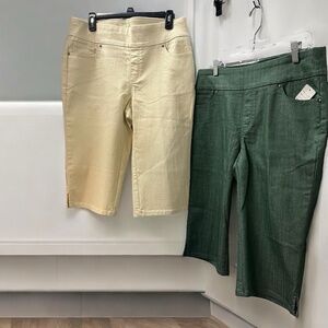 D&co, Woman, 2+Pant Caprice $16 Each,Green,Beige,Sz 12,Cotton+Spandex, Telovit.!